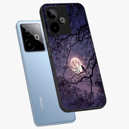 Whispering Moon Silence Glass Case displayed in angled mockup highlighting calm lunar design with dreamy night aesthetic.