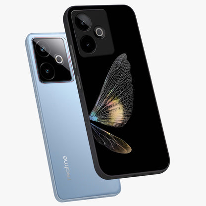 Whispers Of Wings Glass Case displayed in angled mockup highlighting soft feather design with celestial aesthetic style.
