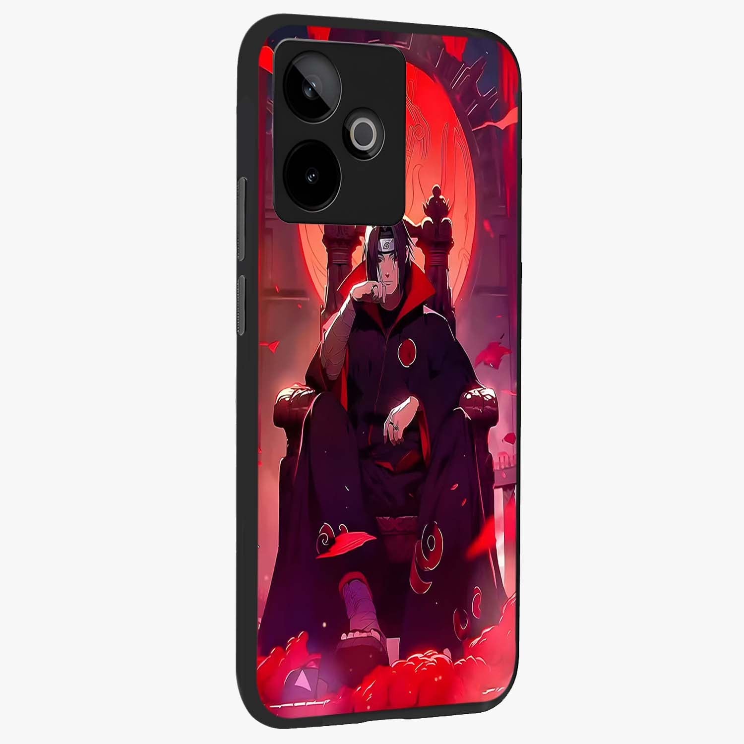 Blood Moon Sovereign Glass Case upright view showcasing powerful moon inspired artwork with cosmic aesthetic style.