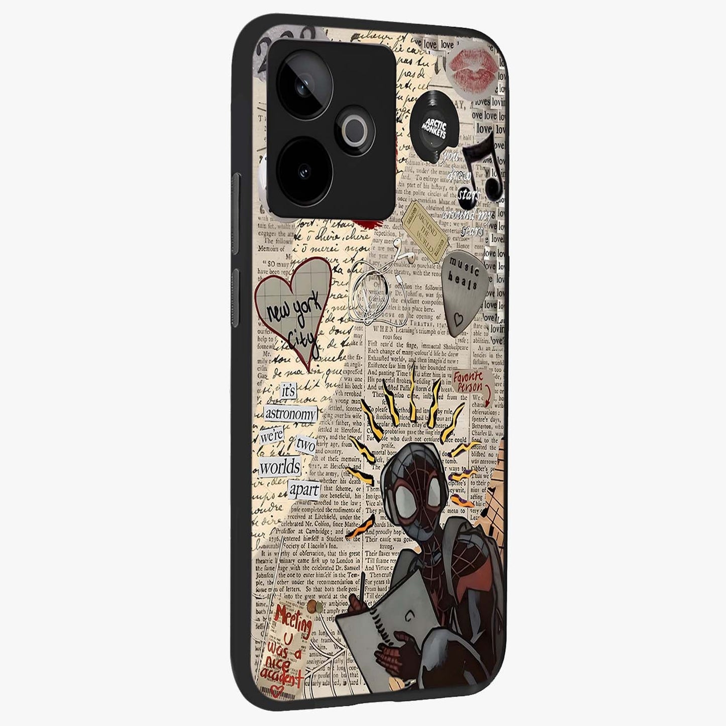 City Dream Sketch Glass Case upright view showcasing urban skyline artwork with stylish hand drawn design.