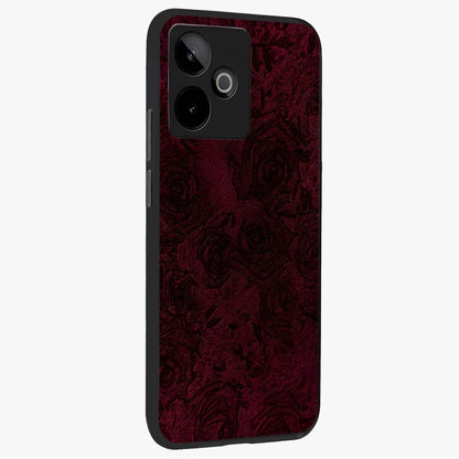 Crimson Fade Flow Glass Case upright view showcasing dynamic crimson flow artwork with stylish abstract theme.