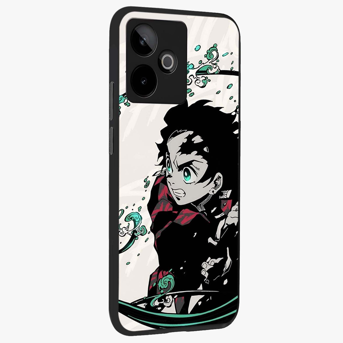 Demon Slayer Glass Case upright view showcasing powerful anime artwork with intense warrior theme.