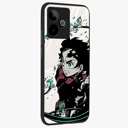 Demon Slayer Glass Case upright view showcasing powerful anime artwork with intense warrior theme.