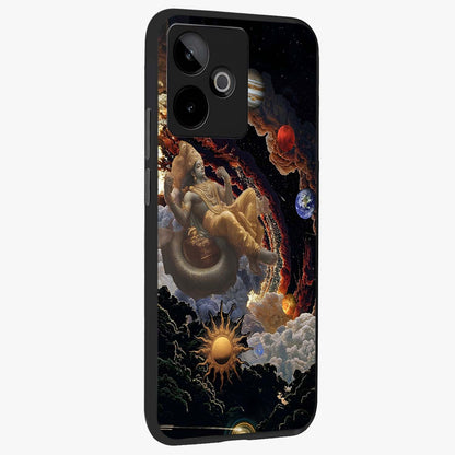 Galactic Divine God Glass Case upright view showcasing mystical divine artwork with dramatic cosmic theme.