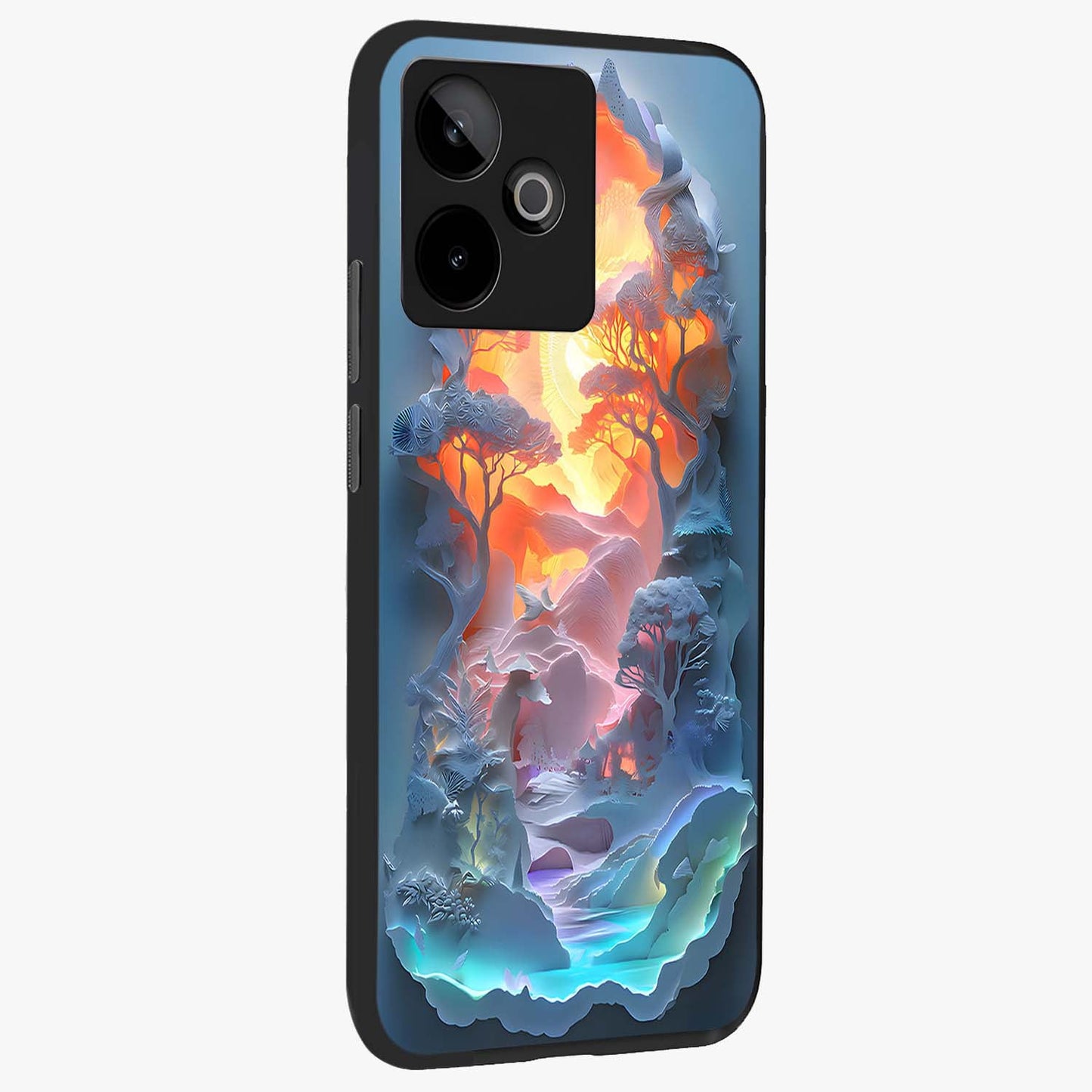 Glow Forest Portal Glass Case upright view showcasing enchanted forest portal artwork with fantasy nature theme.