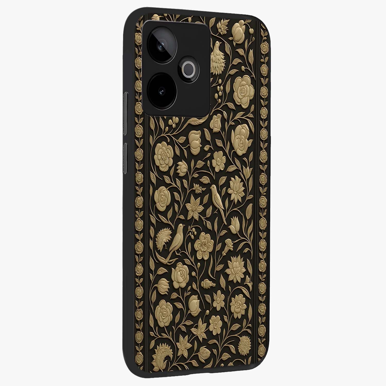 Golden Evil Eye Mandala Glass Case upright view showcasing decorative evil eye mandala artwork with spiritual aesthetic style.