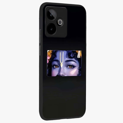 Krishna Divine Embrace Glass Case upright view showcasing sacred Krishna artwork with peaceful devotional theme.
