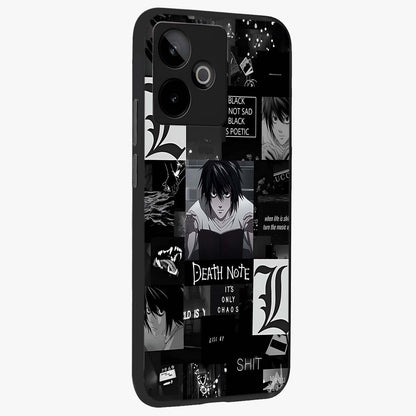 Midnight Chaos Mind Glass Case upright view showcasing expressive abstract artwork with bold dark theme.
