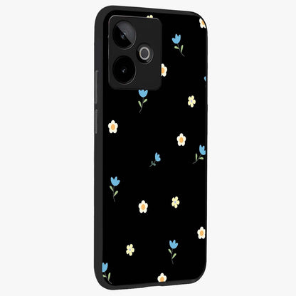 Minimal Petal Whispers Glass Case upright view showcasing elegant floral artwork with modern minimalist style.