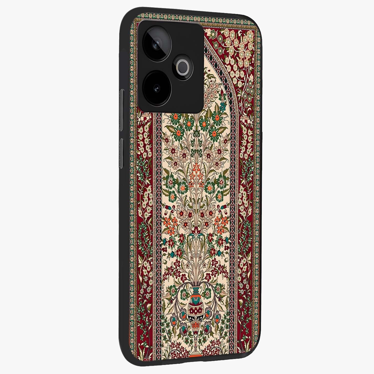Persian Inspired Glass Case upright view showcasing decorative Persian artwork with rich heritage theme.