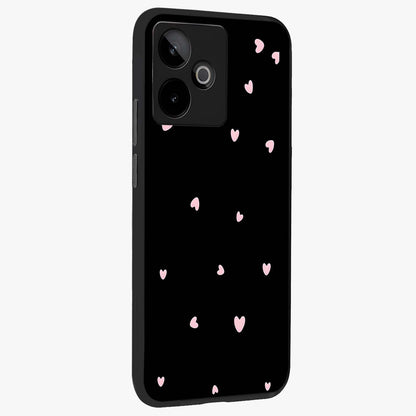 Pink Love Drops Glass Case upright view showcasing charming heart drop artwork with romantic playful theme.