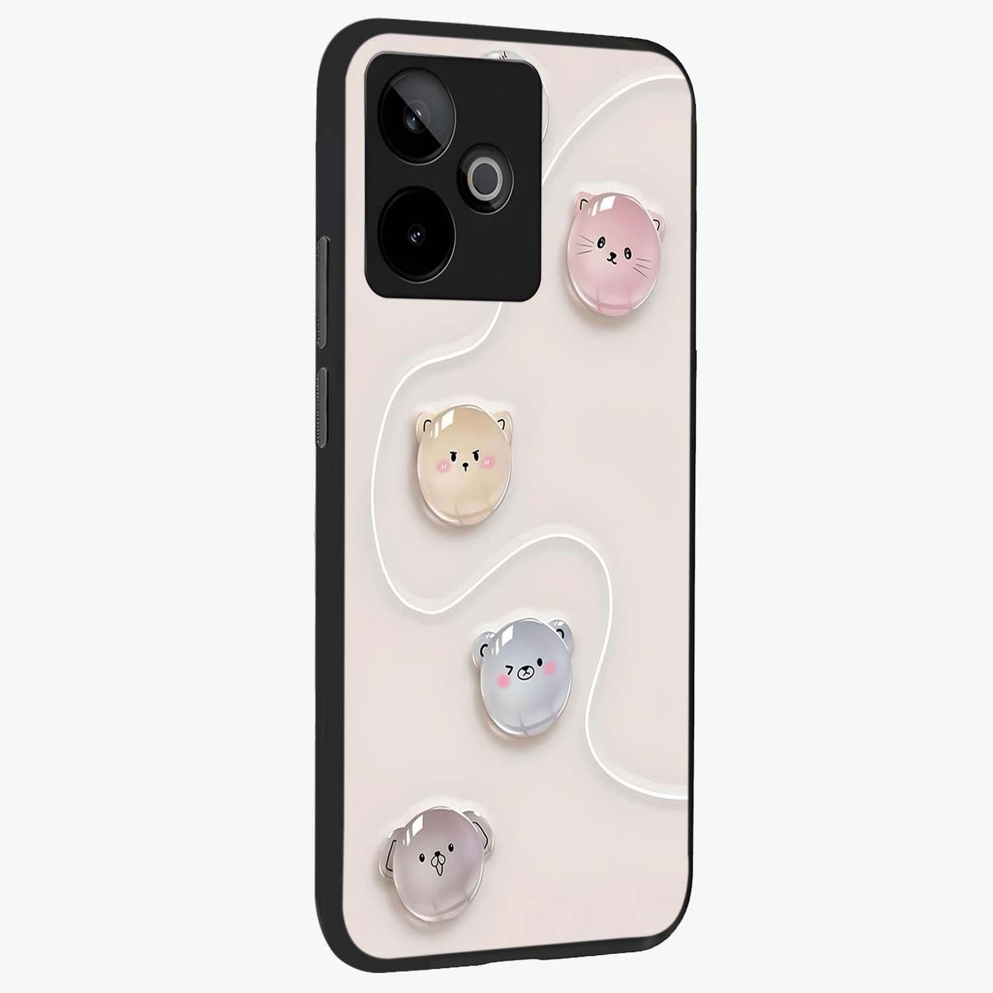 Puffy Face Parade Glass Case upright view showcasing adorable character artwork with cheerful animated theme.