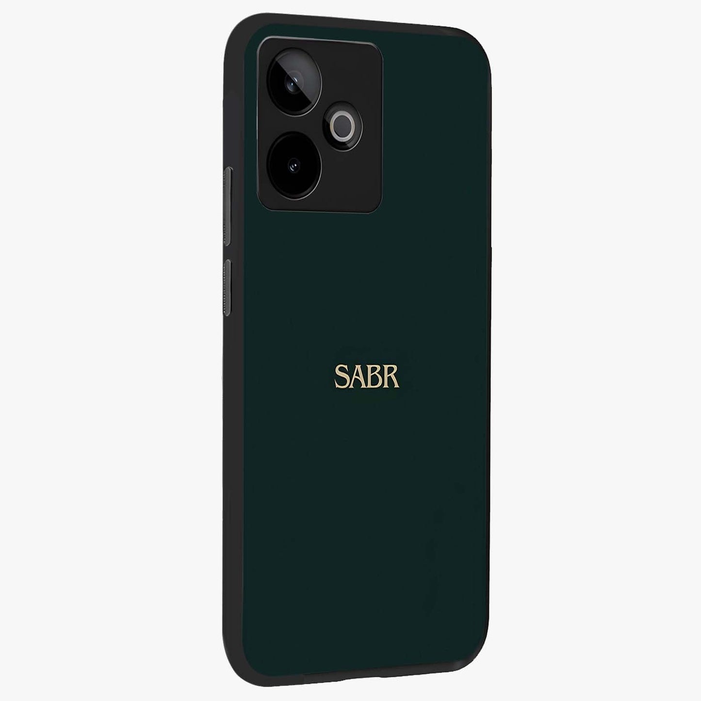 Sabr Minimal Patience Glass Case upright view showcasing calm minimalist artwork with motivational patience theme.