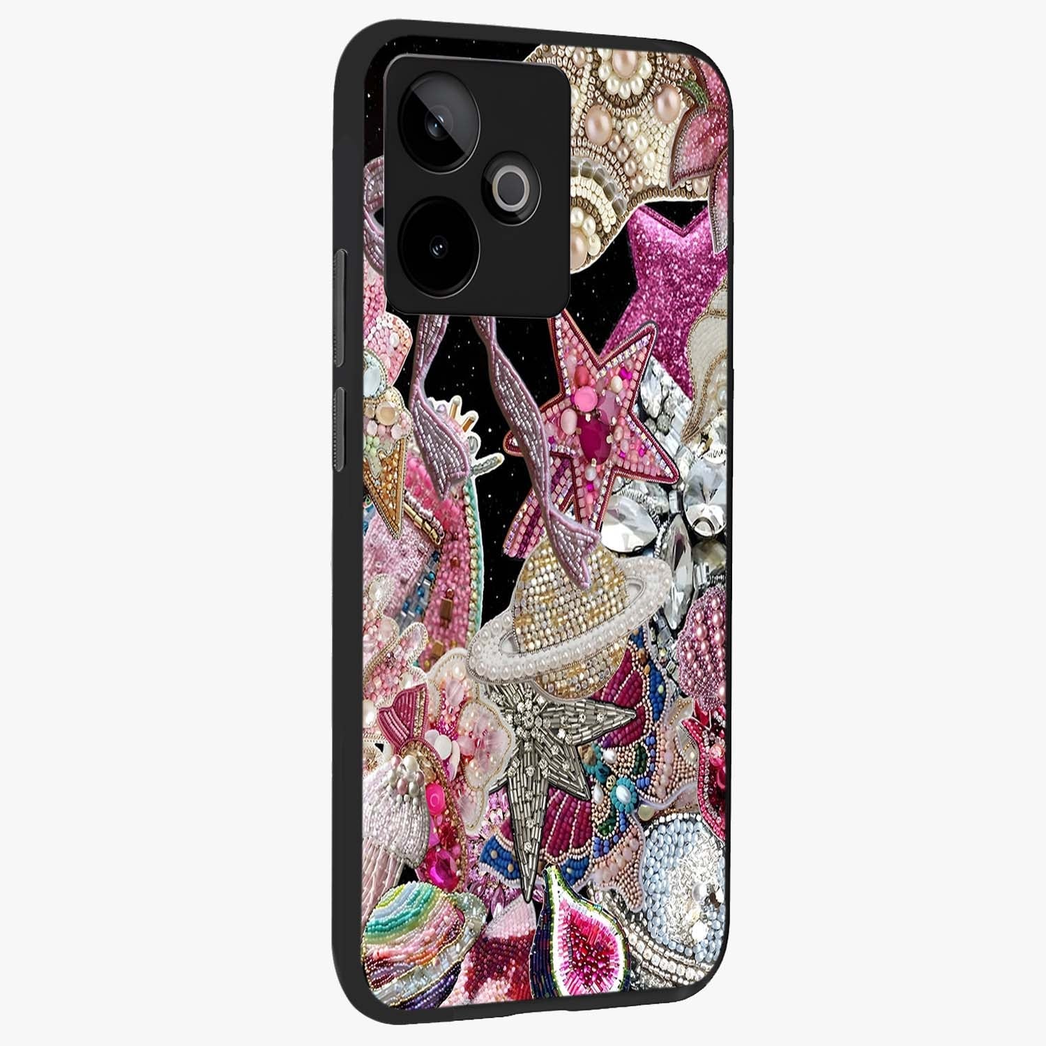 Starlit Jewel Dream Glass Case upright view showcasing radiant star inspired artwork with magical night theme.
