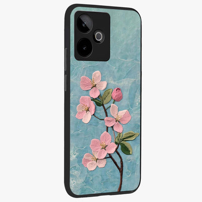 Threaded Blossom Breeze Glass Case upright view showcasing graceful flower artwork with calm botanical theme.