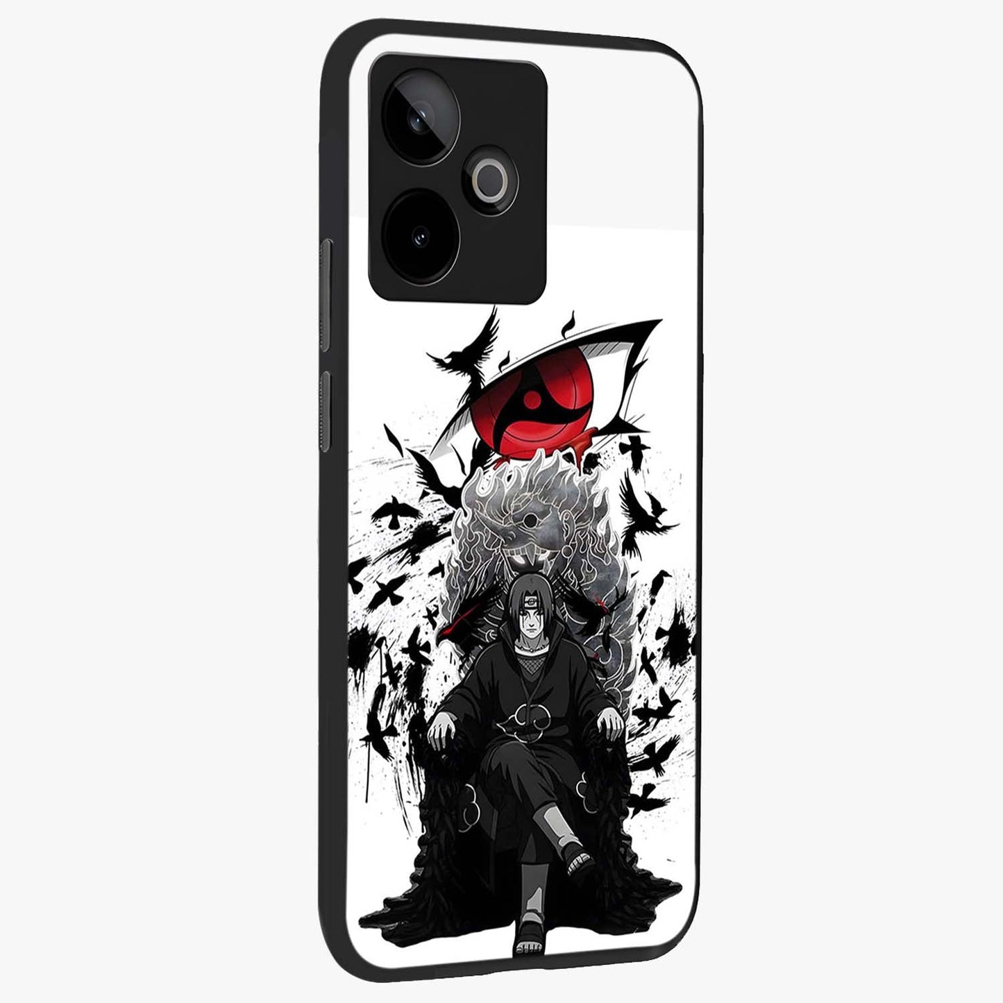 Uchiha Shadow Throne Glass Case upright view showcasing magical underwater galaxy artwork with vibrant cosmic theme.
