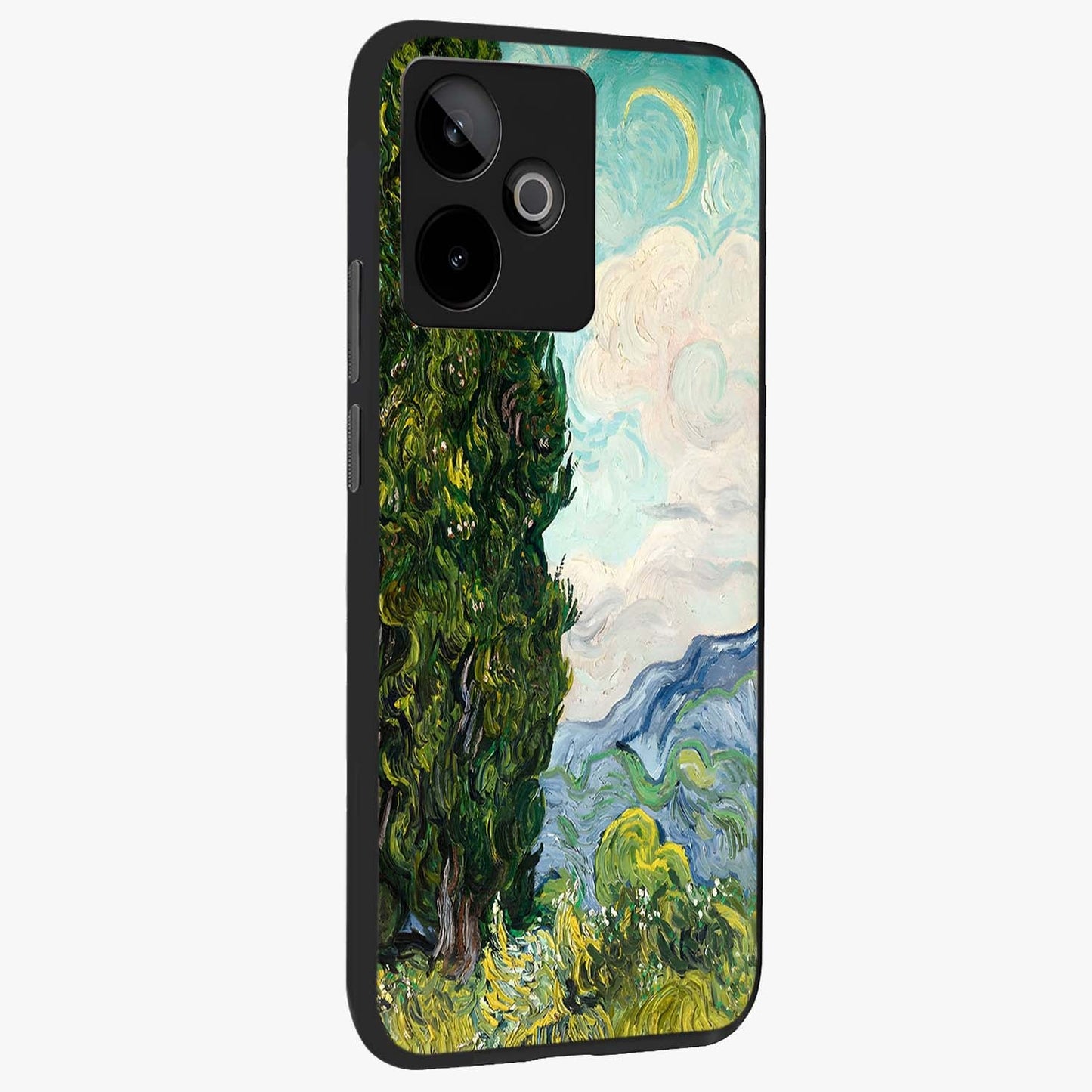 Van Gogh Vintage Art Glass Case upright view showcasing elegant vintage painting artwork with artistic heritage theme.