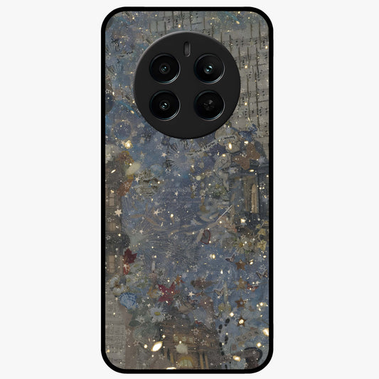 Aesthetic Astrolophia Glass Case showing flat back view with dreamy aesthetic design and glossy glass finish.
