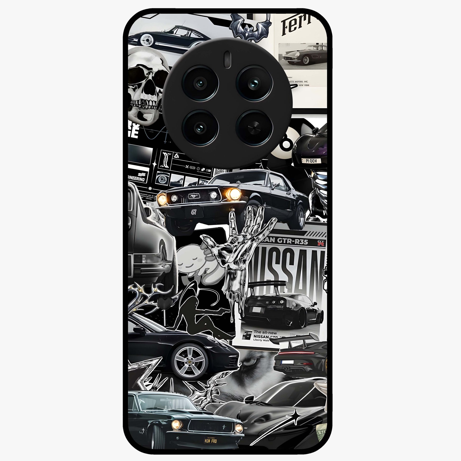 Aesthetic Dark Love Glass Case showing flat back view with dark romantic artwork and glossy glass finish.