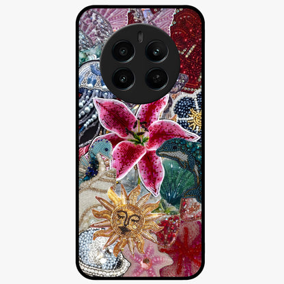 Beaded Garden Fantasy Glass Case showing flat back view with dreamy garden bead artwork and glossy glass finish.