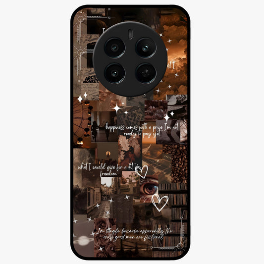 Bittersweet Aesthetic Chaos Glass Case showing flat back view with artistic chaotic aesthetic design and glossy glass finish.