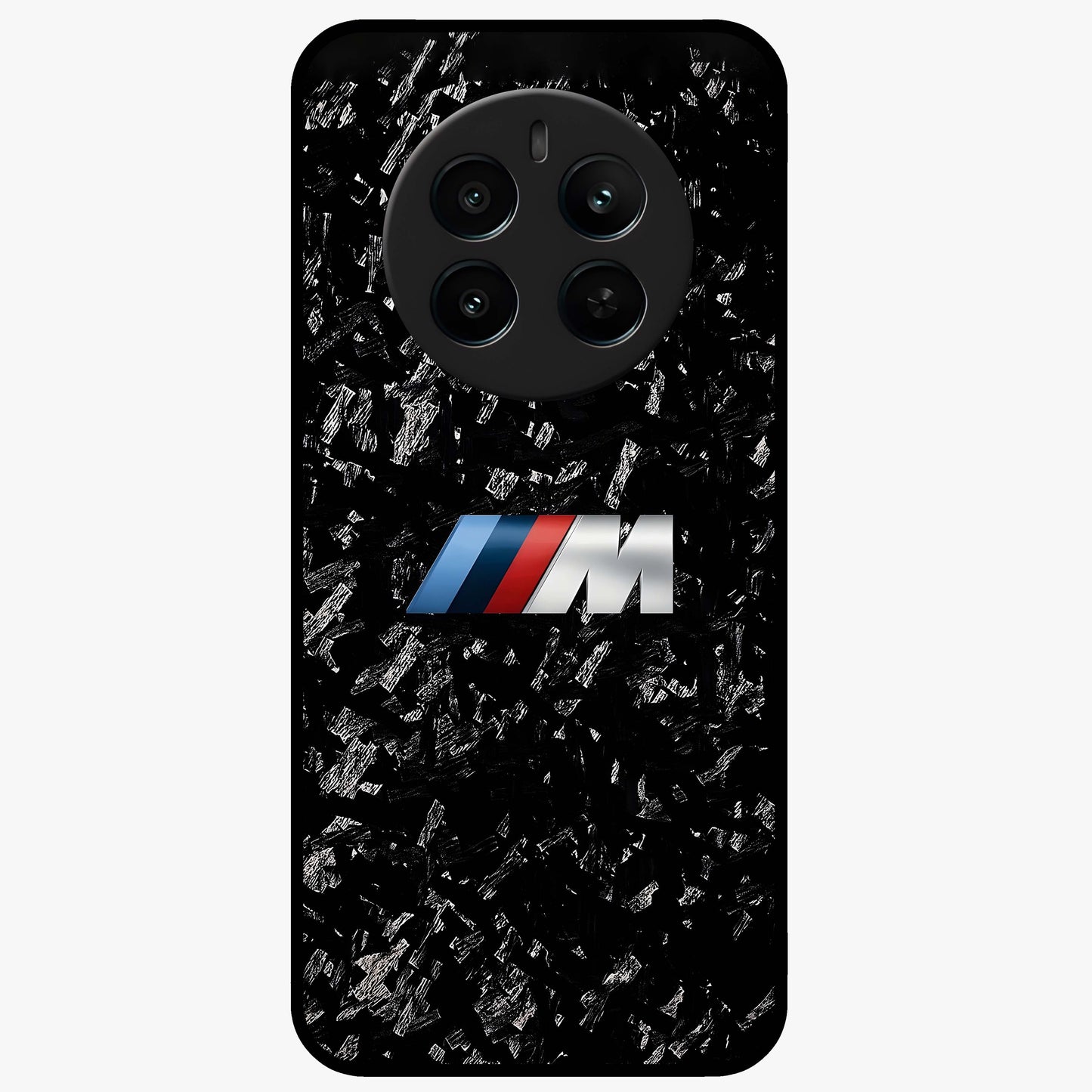 Carbon Speed Mark Glass Case showing flat back view with sporty carbon pattern artwork and glossy glass finish.