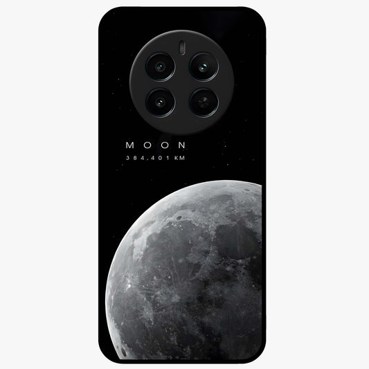 Cosmic Moon Glow Glass Case showing flat back view with glowing moon artwork and glossy glass finish.