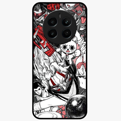 Crimson Chaos Panel Glass Case showing flat back view with bold crimson abstract artwork and glossy glass finish.