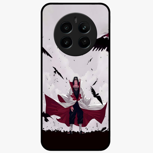 Crimson Crow Ascension Glass Case showing flat back view with mystical crow artwork and glossy glass finish.