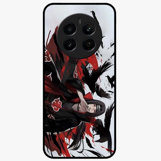 Crimson Crow Illusion Glass Case showing flat back view with artistic crow illusion artwork and glossy glass finish.