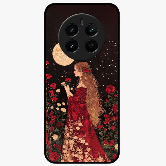Crimson Dreams Glass Case showing flat back view with dreamy crimson artwork and glossy glass finish.