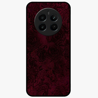 Crimson Fade Flow Glass Case showing flat back view with flowing crimson gradient artwork and glossy glass finish.