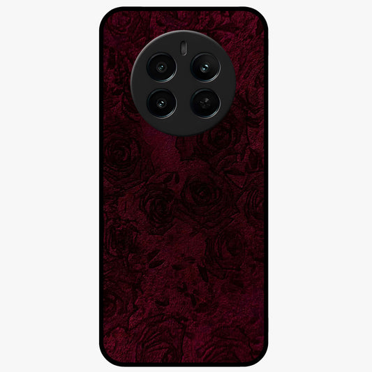 Crimson Fade Flow Glass Case showing flat back view with flowing crimson gradient artwork and glossy glass finish.