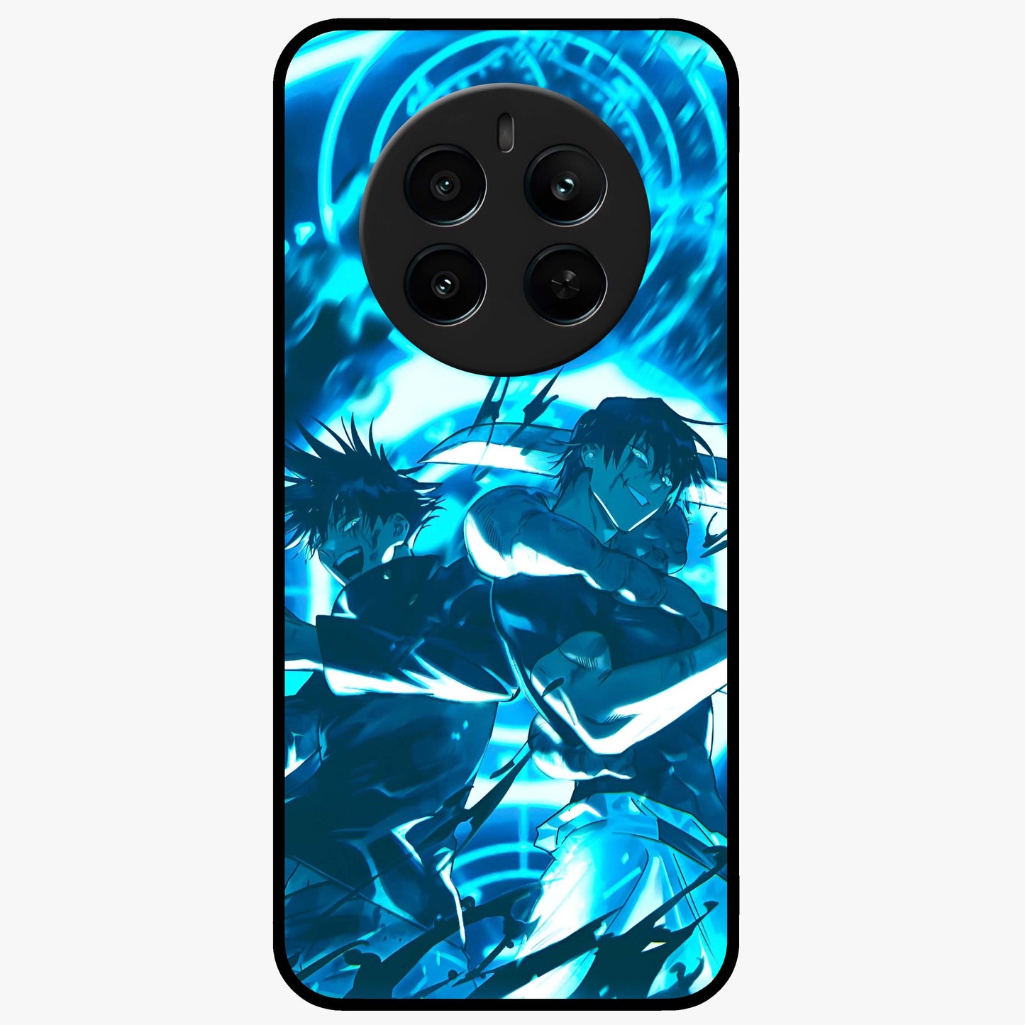 Cursed Energy Clash Glass Case showing flat back view with intense cursed energy artwork and glossy glass finish.