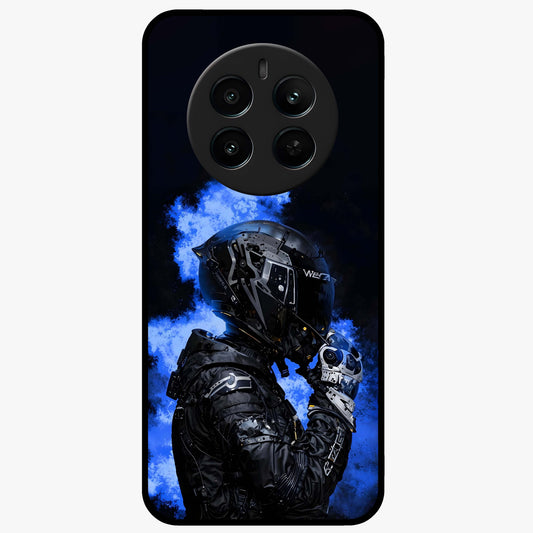 Cyber Sentinel Protocol Glass Case showing flat back view with futuristic cyber themed artwork and glossy glass finish.