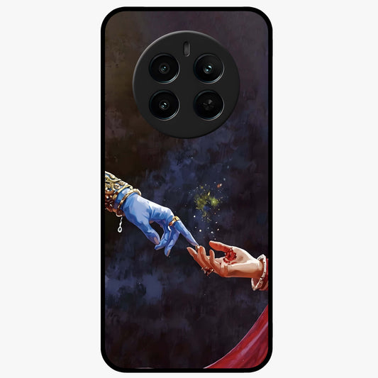Divine Touch Eternal Glass Case showing flat back view with spiritual themed artwork and glossy glass finish.
