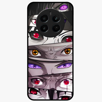 Eyes of Destiny Glass Case showing flat back view with striking eye themed artwork and glossy glass finish.