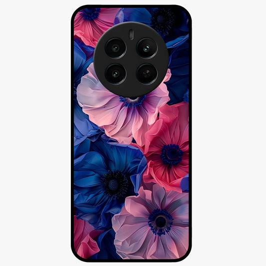 Flower Paper Art Pattern Glass Case showing flat back view with paper cut style floral artwork and glossy glass finish.