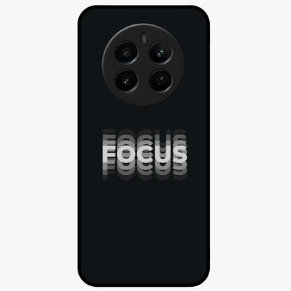 Focus Mode On Glass Case showing flat back view with bold motivational typography design and glossy glass finish.