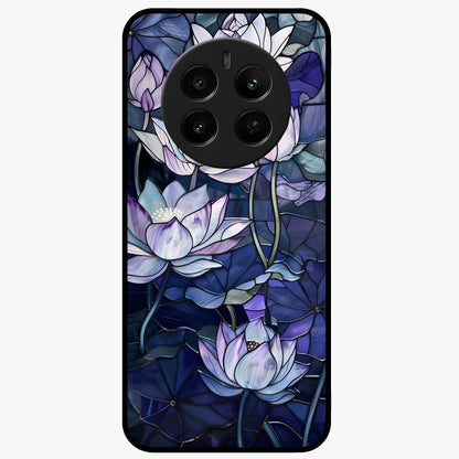 Gloss Petal Rush Glass Case showing flat back view with glossy flower petal artwork and smooth glass finish.