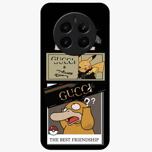 Gucci Play Mashup Glass Case showing flat back view with luxury inspired graphic artwork and glossy glass finish.