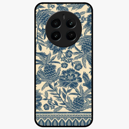 Heirloom Wild Bloom Glass Case showing flat back view with vintage inspired wild flower artwork and glossy glass finish.
