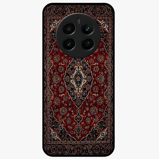 Heritage Carpet Royale Glass Case showing flat back view with ornate Persian carpet inspired pattern and glossy glass finish.