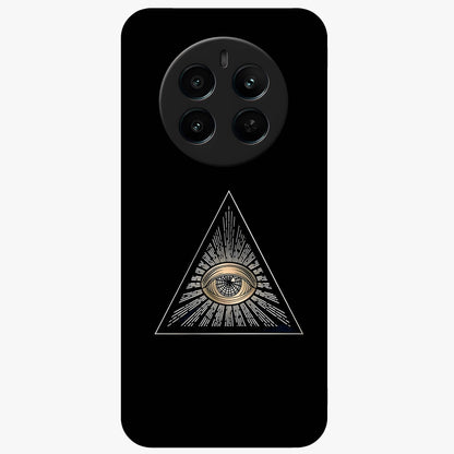 Illuminati Evil Glass Case showing flat back view with mysterious illuminati symbol artwork and glossy glass finish.
