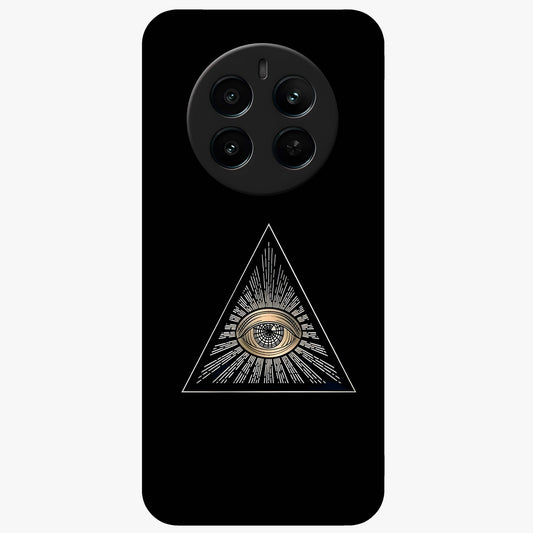 Illuminati Evil Glass Case showing flat back view with mysterious illuminati symbol artwork and glossy glass finish.