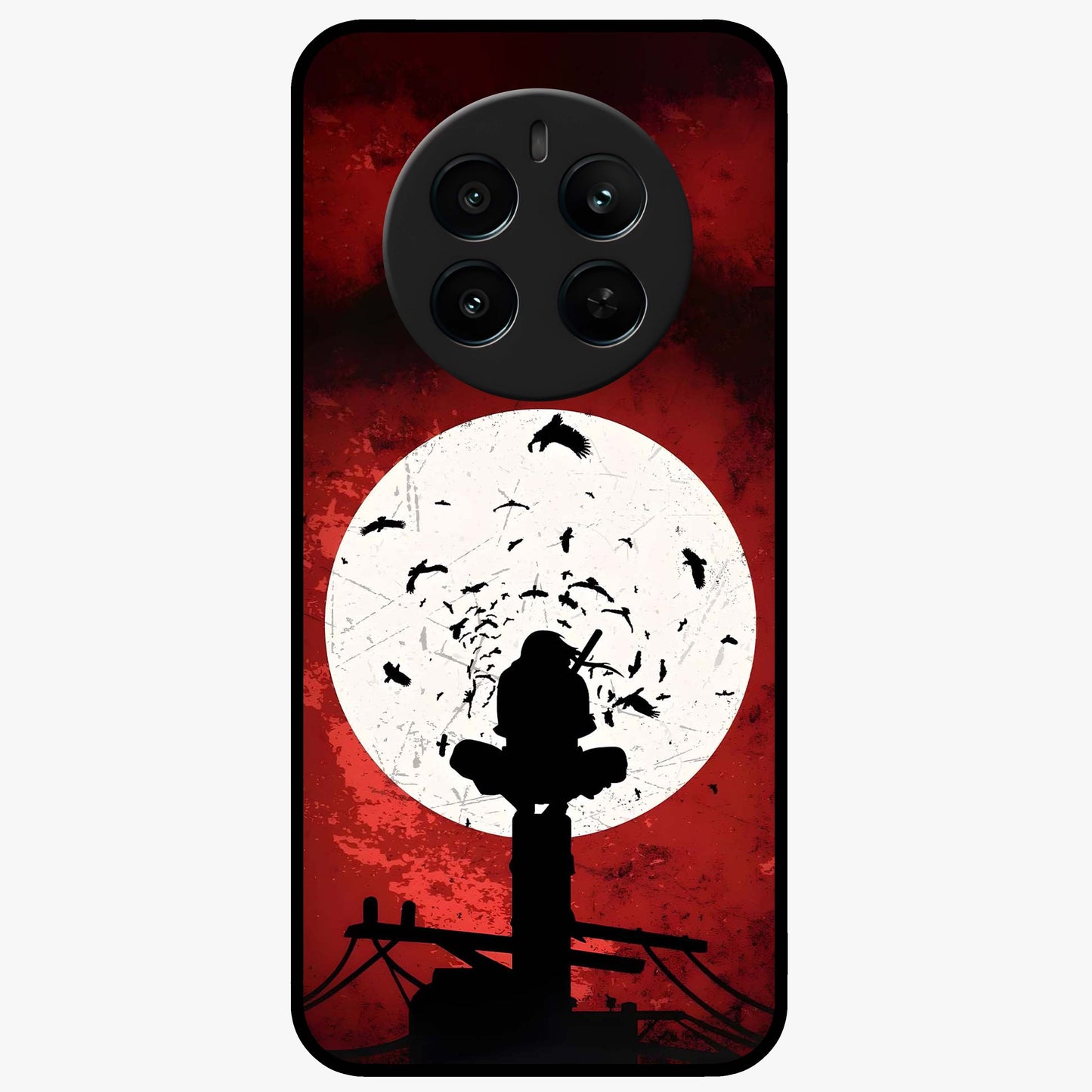 Itachi Limited Edition Naruto Anime Glass Case showing flat back view with iconic anime character artwork and glossy glass finish.