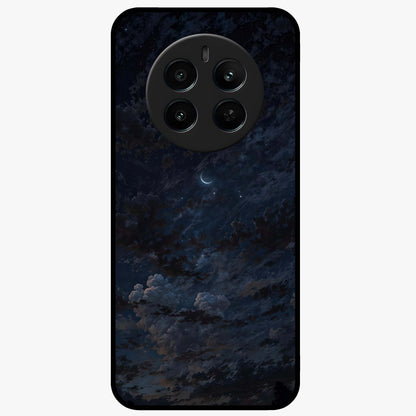 Lunar Veil Silence Glass Case showing flat back view with mystical moon veil artwork and glossy glass finish.