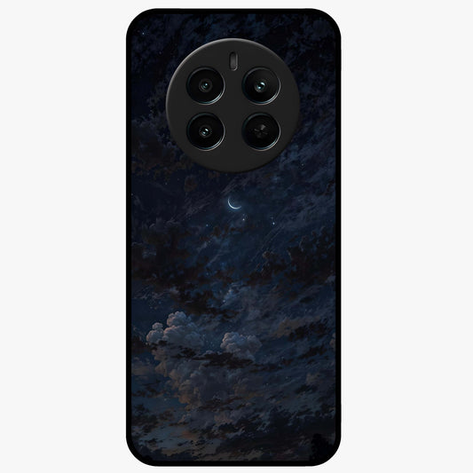 Lunar Veil Silence Glass Case showing flat back view with mystical moon veil artwork and glossy glass finish.