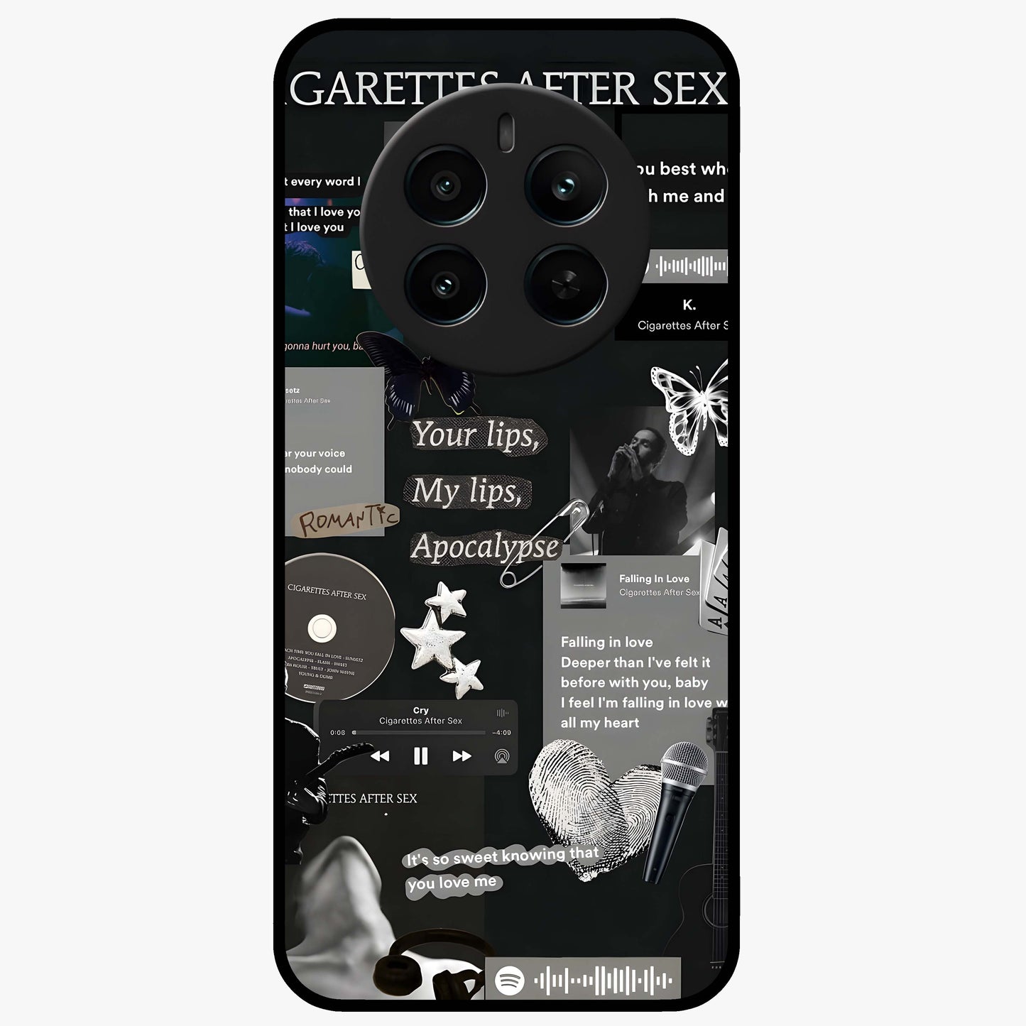 Midnight Love Echo Glass Case showing flat back view with romantic midnight themed artwork and glossy glass finish.