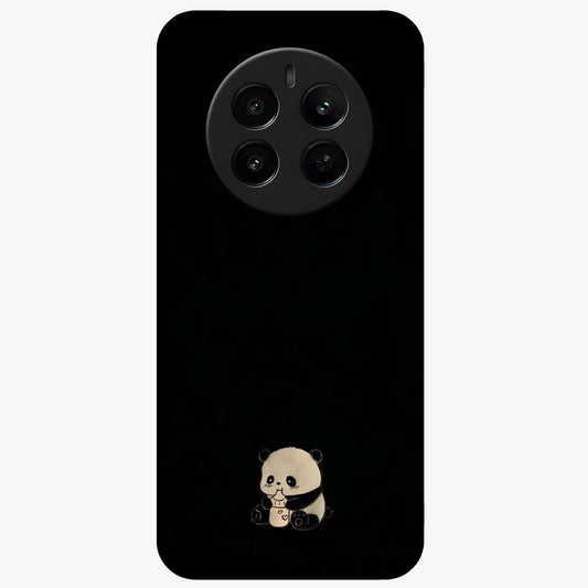 Midnight Panda Love Glass Case showing flat back view with cute panda themed artwork and glossy glass finish.